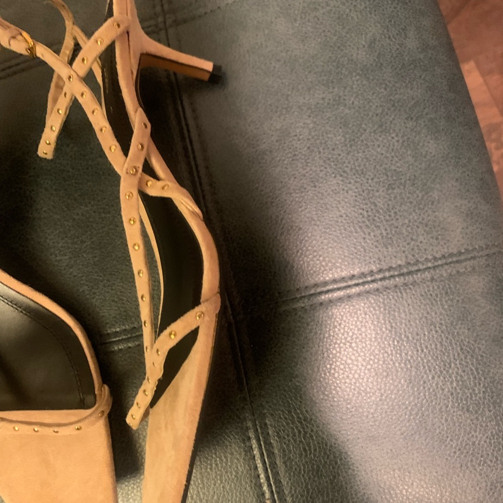 Zara Tan Strappy Heels with Studs - Picture 3 of 9